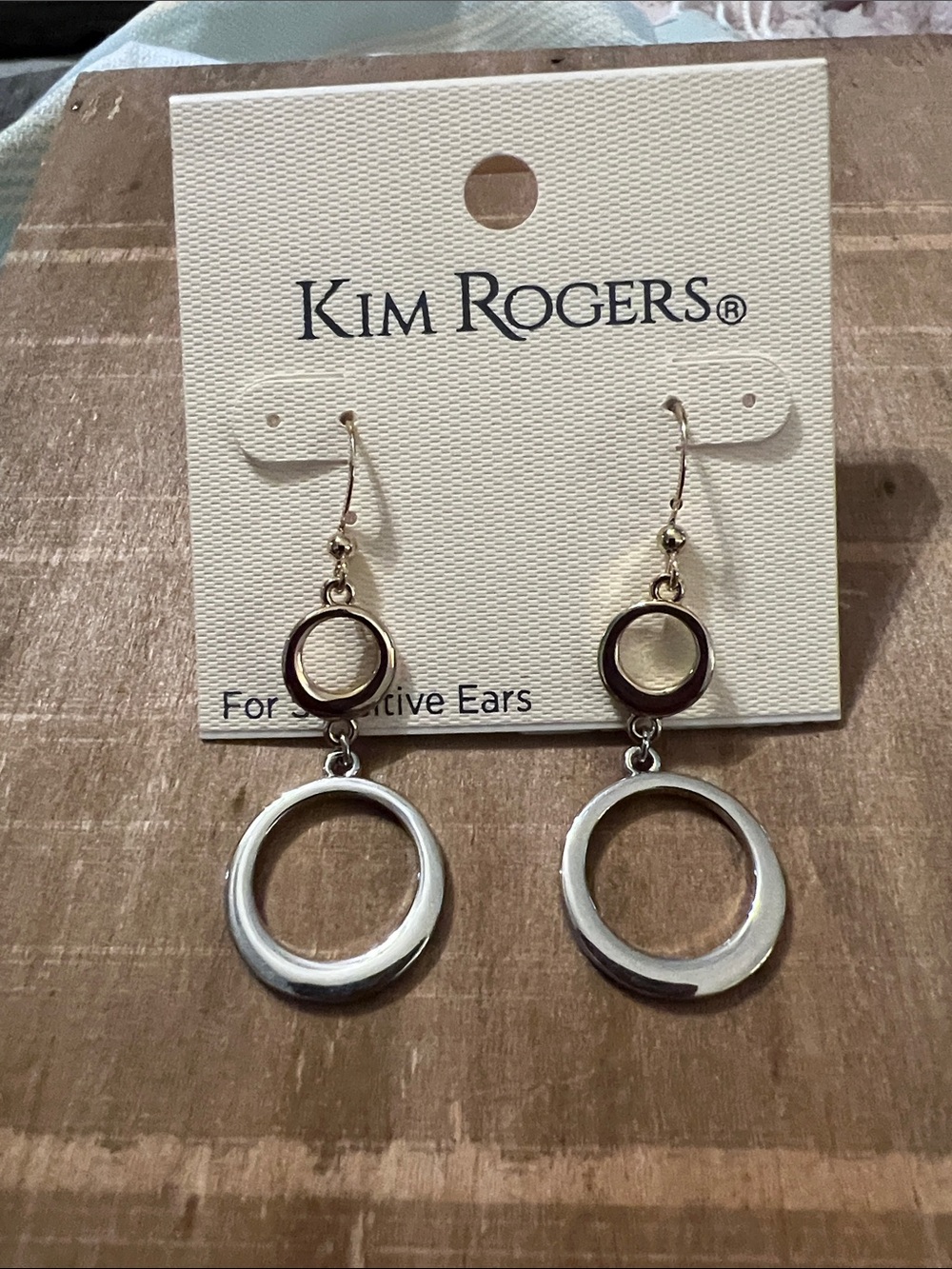 3/$18 Kim Rogers Silver-tone and gold-tone Double Circle Dangle Earrings Lot 751